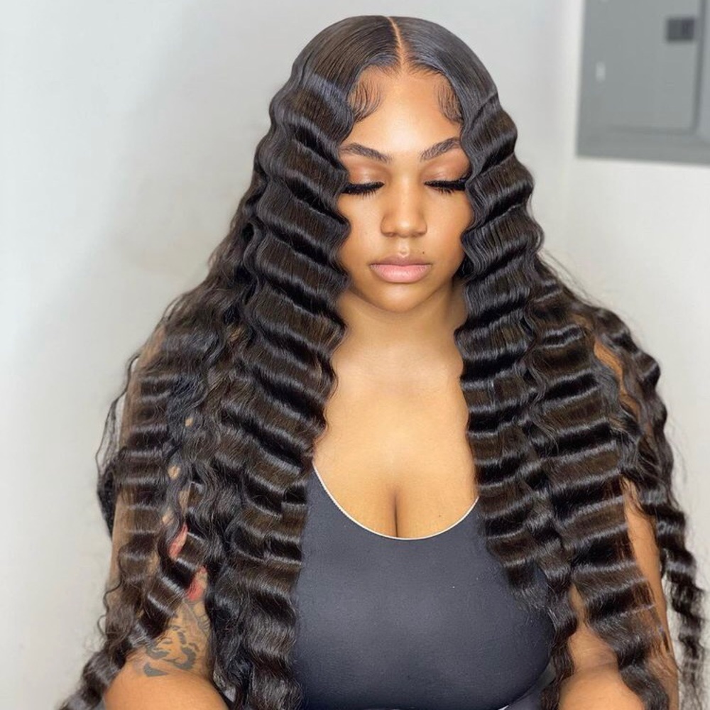 Human hair (jet black lace front wig )